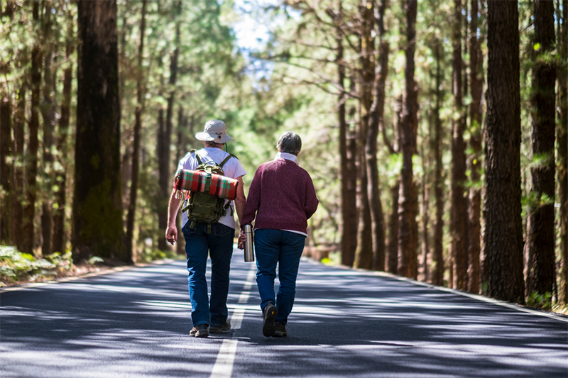 prospettiva sociale e relazionale nelle DAT - anziani che passeggiano su strada alberata